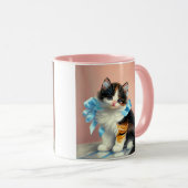 Vintag Calico Kitten Illustration Tasse (VorderseiteRechts)