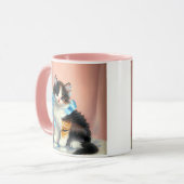 Vintag Calico Kitten Illustration Tasse (Vorderseite Links)