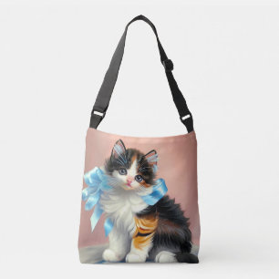Vintag Calico Kitten Illustration Tragetaschen Mit Langen Trägern