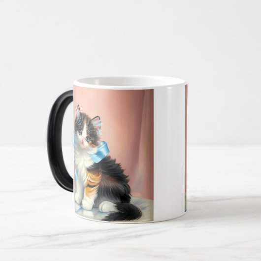 Vintag Calico Kitten Illustration Verwandlungstasse (Vorderseite Links)