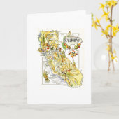 Vintag California Map Road USA Karte (Gelbe Blume)