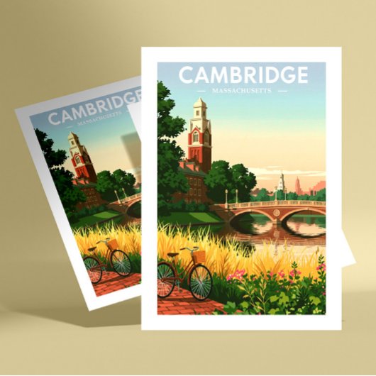 Vintag Cambridge Massachusetts Postkarte