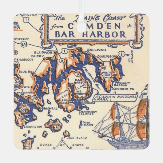 Vintag Camden Bar Harbour Ornament Aus Metall (Vorderseite)