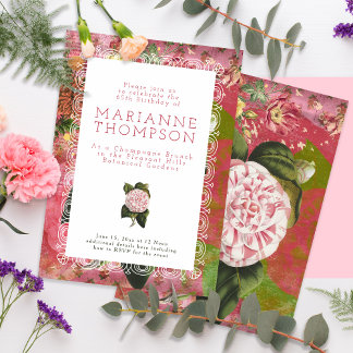 Vintag Camellia Floral 65. Geburtstagsfeier Einladung