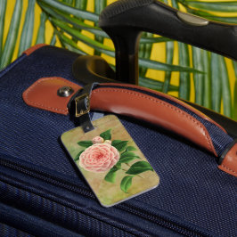 Vintag Camellia Französisch botanisch Personalisie Gepäckanhänger