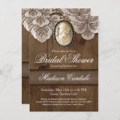 Vintag Cameo Brooch Lace Brautparty lädt ein Einladung (Vorne/Hinten)