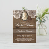 Vintag Cameo Brooch Lace Brautparty lädt ein Einladung (Stehend Vorderseite)