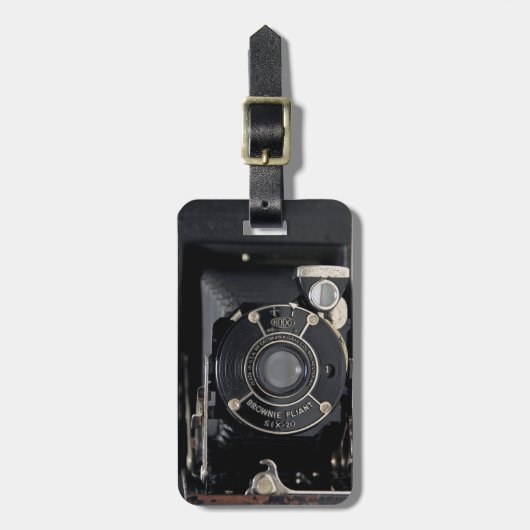 VINTAG CAMERA USA Faltkamera-Gepäckmarke Gepäckanhänger (Vorderseite vertikal)