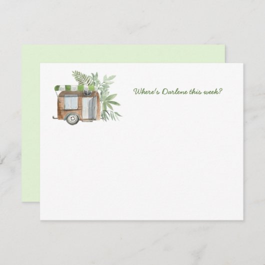 Vintag Camper Awning Pflanze Reisen Mitteilungskar Mitteilungskarte (Vorne/Hinten)