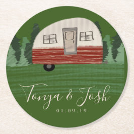 Vintag Camper Brautparty Gefallen Runder Pappuntersetzer