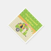 Vintag Camper Orange Green Punkt Personalisiert Serviette (Ecke)