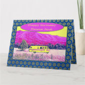 Vintag Camper Van Happy Geburtstag Happy Camper Karte (Vorderseite)