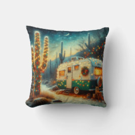 Vintag Camper Weihnachtswüste Saguaro Cactus Kissen