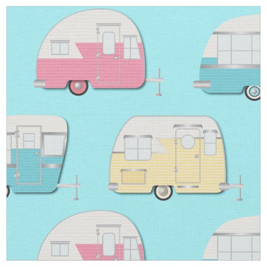 Vintag Campers RV Retro Camping Stoff (Nahaufnahme)