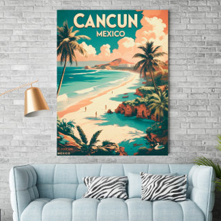 Vintag Cancun , Mexiko - Retro-Reiseplakat Poster