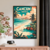 Vintag Cancun , Mexiko - Retro-Reiseplakat Poster