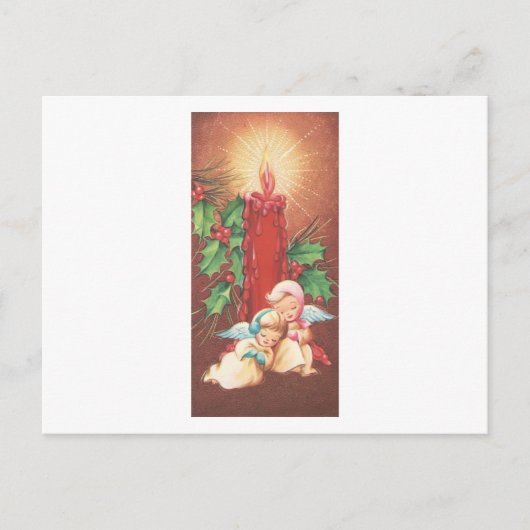 Vintag Candle Lit Angels Postkarte (Vorderseite)