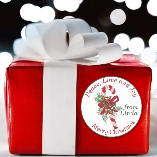 Vintag Candy Cane Custom Weihnachtsgeschenkaufkleb Runder Aufkleber