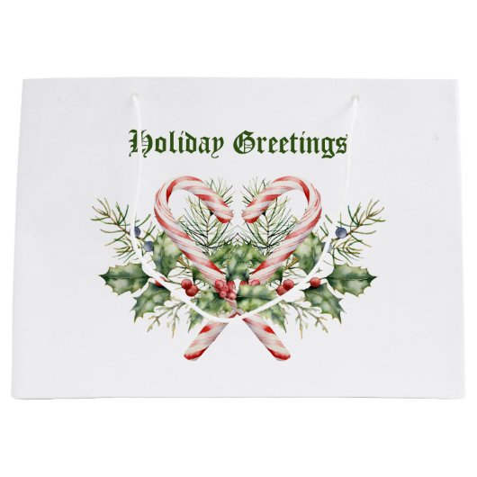 Vintag Candy Cane Holiday Große Geschenktüte (Vorderseite)