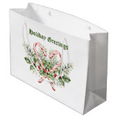 Vintag Candy Cane Holiday Große Geschenktüte (Rückseite Schrägansicht)