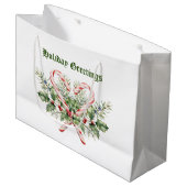Vintag Candy Cane Holiday Große Geschenktüte (Vorderseite Schrägansicht)