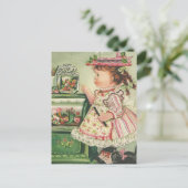 Vintag Candy Shop Girl Card Postkarte (Stehend Vorderseite)