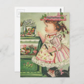 Vintag Candy Shop Girl Card Postkarte (Vorne/Hinten)