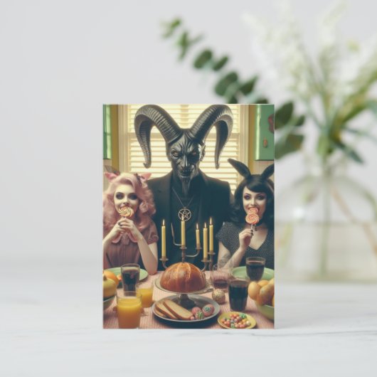 Vintag Candy Supper Occult Baphomet Postkarte (Stehend Vorderseite)