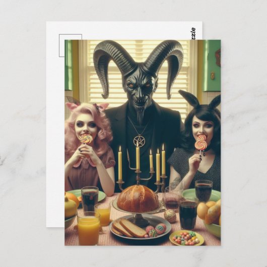 Vintag Candy Supper Occult Baphomet Postkarte (Vorne/Hinten)