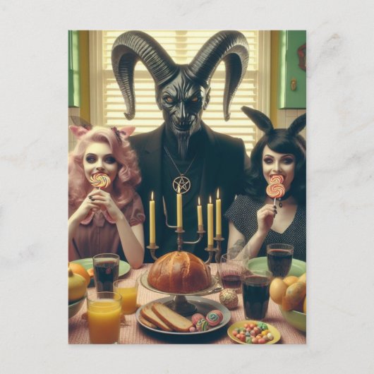 Vintag Candy Supper Occult Baphomet Postkarte (Vorderseite)