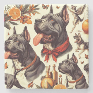Vintag Cane Corso Illustration Steinuntersetzer