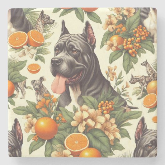 Vintag Cane Corso Seamless Steinuntersetzer (Vorderseite)