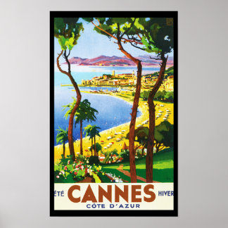 Vintag Cannes Cote D'Azur French Travel Poster