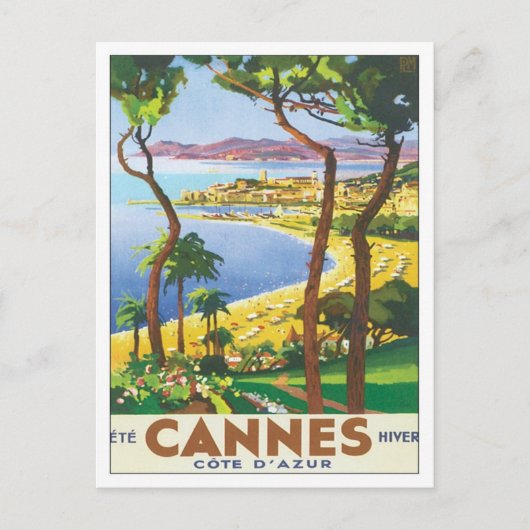 Vintag Cannes Cote D'azur Postkarte (Vorderseite)