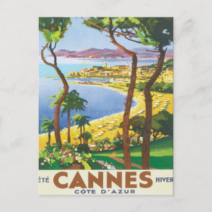 Vintag Cannes Cote D'azur Postkarte