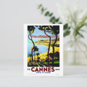 Vintag Cannes Frankreich Winterreise Postkarte (Stehend Vorderseite)