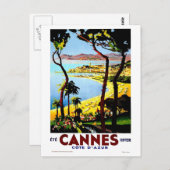 Vintag Cannes Frankreich Winterreise Postkarte (Vorne/Hinten)
