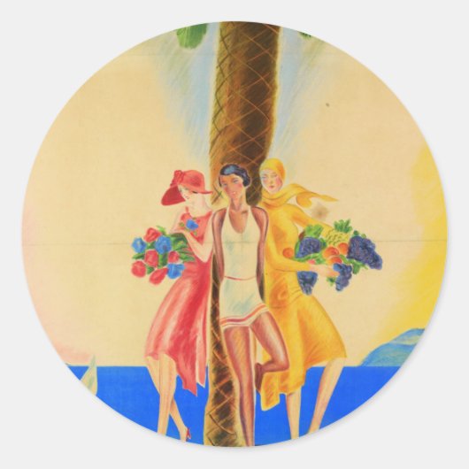 Vintag Cannes French Travel Runder Aufkleber (Vorderseite)