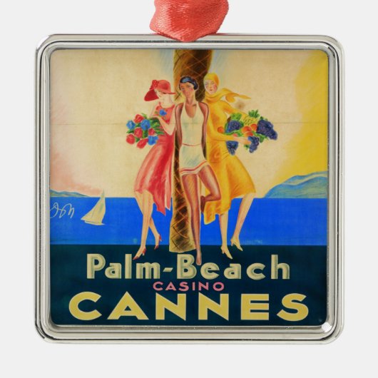 Vintag Cannes French Travel Silbernes Ornament (Vorne)