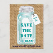 Vintag Canning Jar WIth Burlap Ankündigungspostkarte (Vorderseite)