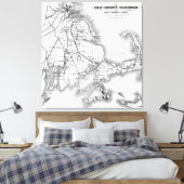 Vintag Cape Cod Alte Kolonie Eisenbahnkarte (1875) Leinwanddruck (Insitu (Schlafzimmer))