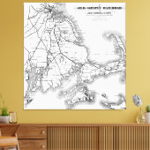 Vintag Cape Cod Alte Kolonie Eisenbahnkarte (1875) Leinwanddruck (Insitu (Wohnzimmer))