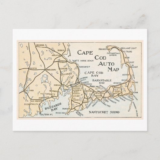 Vintag Cape Cod Auto Karte (Vorderseite)