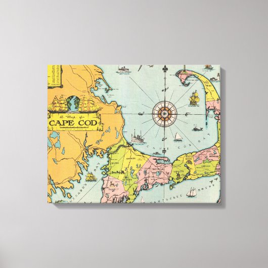 Vintag Cape Cod Map Leinwanddruck (Vorderseite)