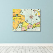 Vintag Cape Cod Map Leinwanddruck (Insitu (Holzboden))
