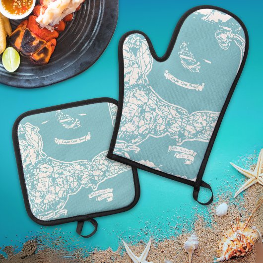 Vintag Cape Cod Map Ofenhandschuh & Topflappen-Set