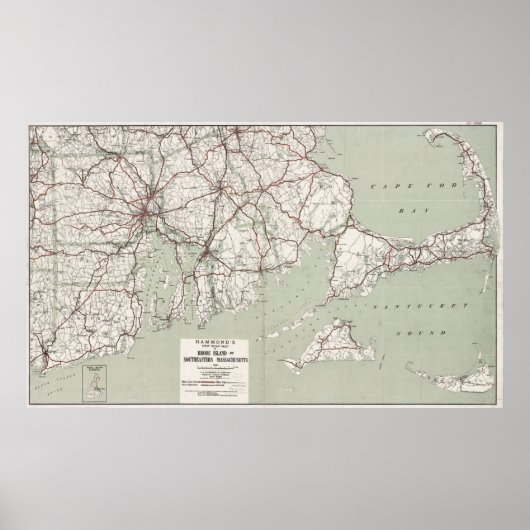 Vintag Cape Cod und Rhode Island Map (1917) Poster (Vorne)