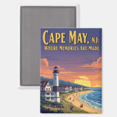 Vintag CapMay New Jersey Travel Magnet (Vorderseite/Rückseite)