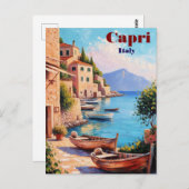 Vintag Capri Italien Reisen Postkarte - Retro Medi (Vorne/Hinten)