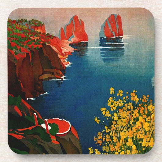 Vintag Capri L'Isola del Sole Italien Getränkeuntersetzer (Vorderseite)